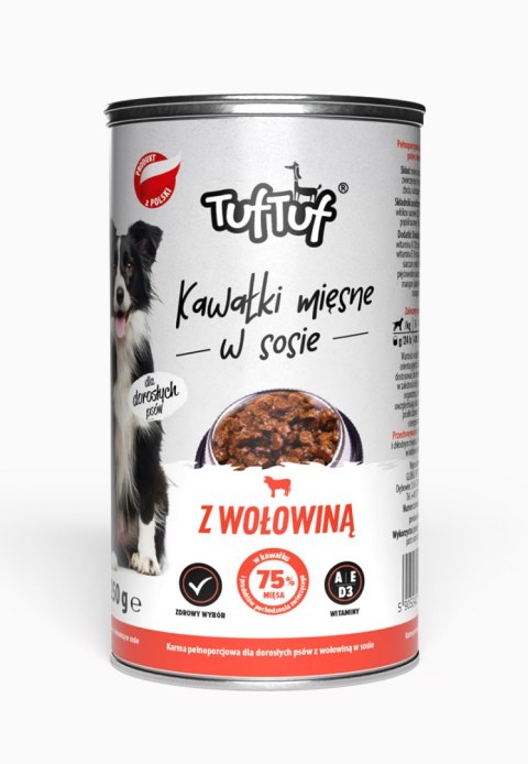 TUF TUF Kawałki mięsne z wołowiną dla psa 1250g