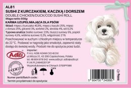 AL81 SUSHI Z KURCZAKIEM, KACZKĄ I DORSZEM 500G